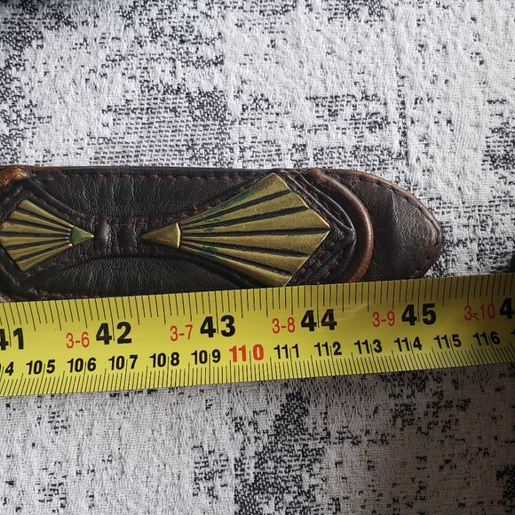 45" Custom Made Hand Crafted Brown & Tan Leather Tooled Belt - Picture 11 of 13